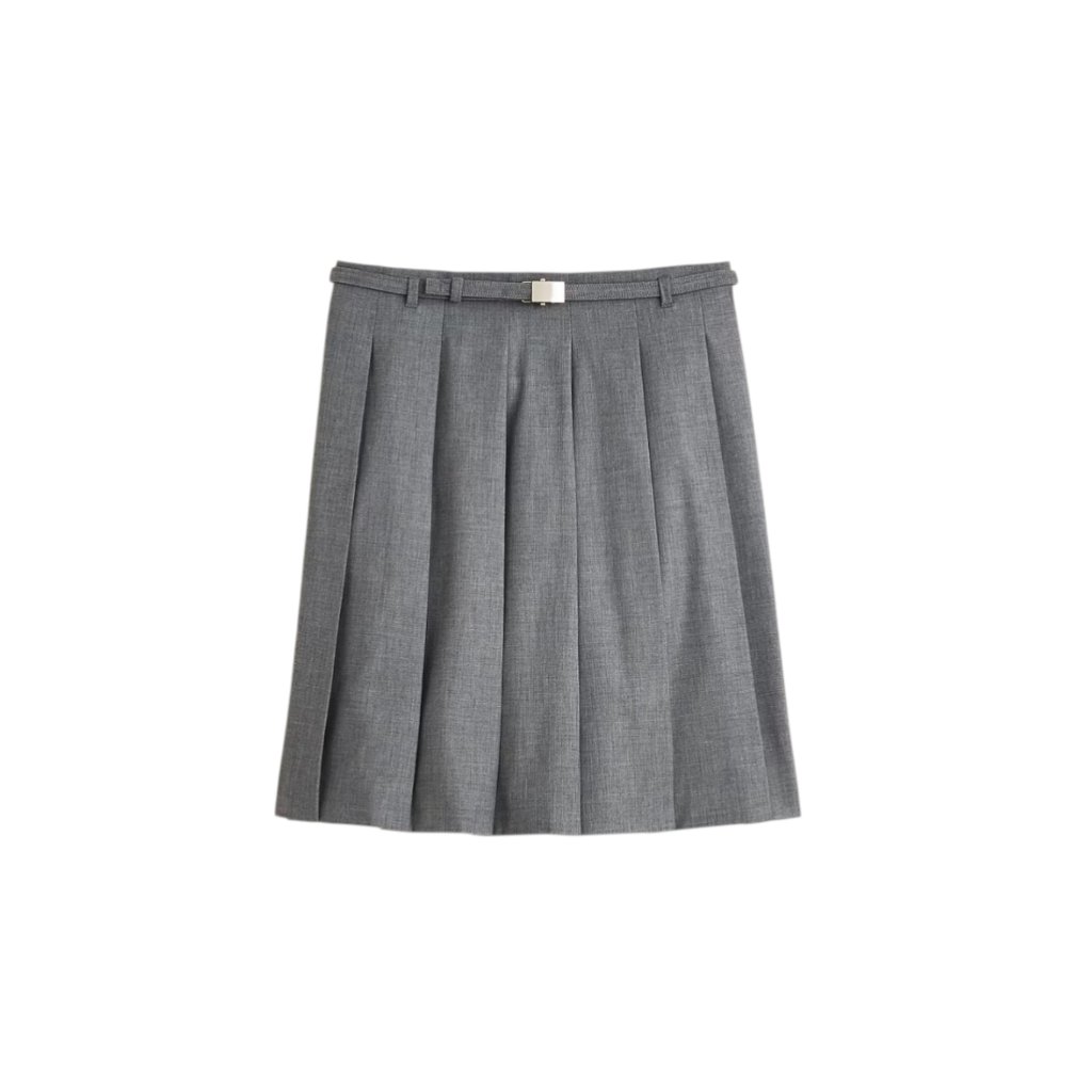 Nwt Jcrew Pleated Prep Mini Skirt Womens 2 Gray Belt Wool High Rise Cm770 New